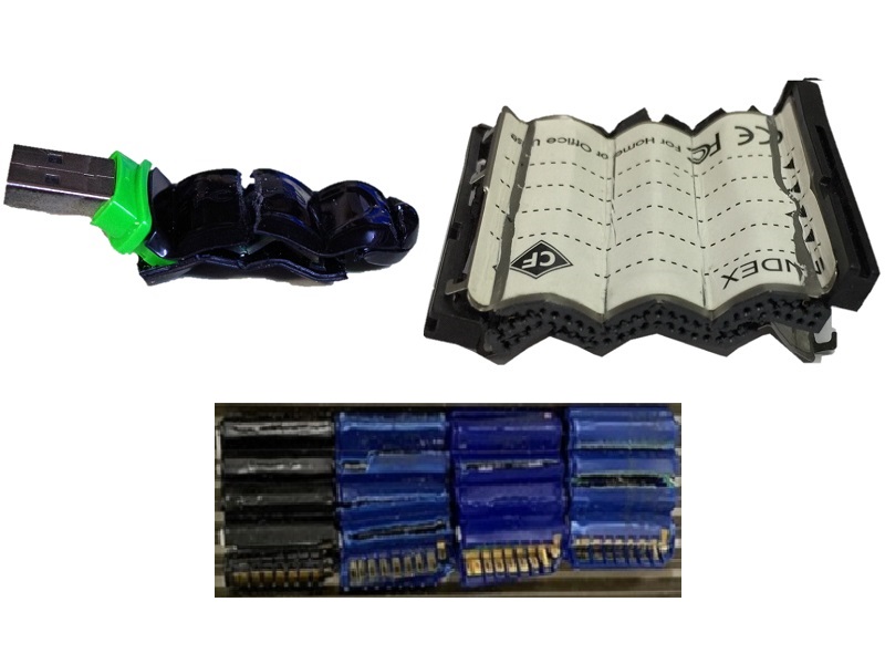 フラッシュメモリ破壊 （5mm間隔で破砕破壊）