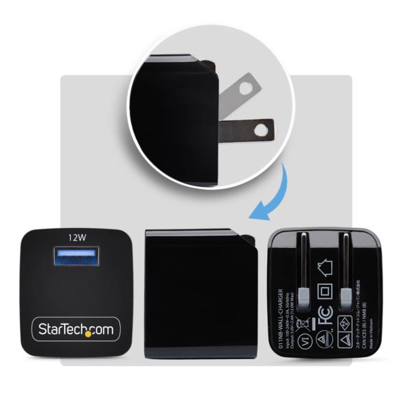 USB充電器/1ポートUSB-A/最大12W/5V/2.4A/iPhone Pro/17・iPad対応/ブラック