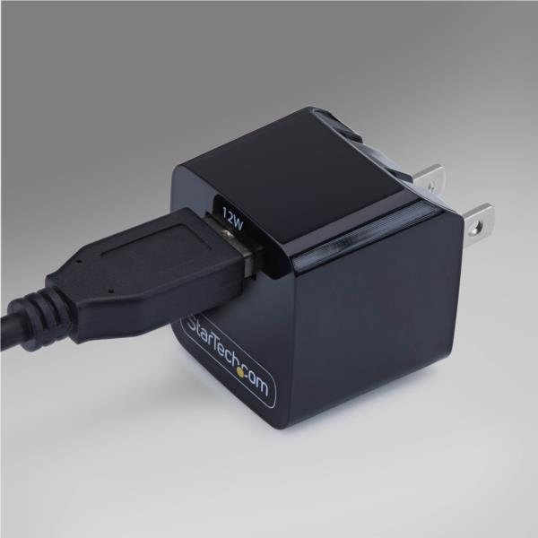 USB充電器/1ポートUSB-A/最大12W/5V/2.4A/iPhone Pro/17・iPad対応/ブラック