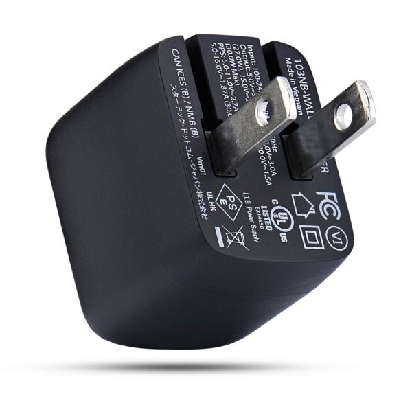 USB充電器/1ポートUSB-C/最大30W/20V/PD対応/GaN/ブラック/急速充電 Type-C 電源アダプター
