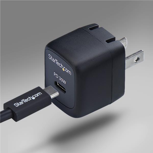 USB充電器/1ポートUSB-C/最大30W/20V/PD対応/GaN/ブラック/急速充電 Type-C 電源アダプター