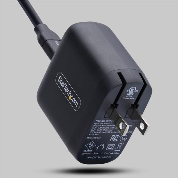 USB充電器/1ポートUSB-C/最大65W/PD対応/GaN採用/ブラック/急速充電 Type-C 電源アダプター