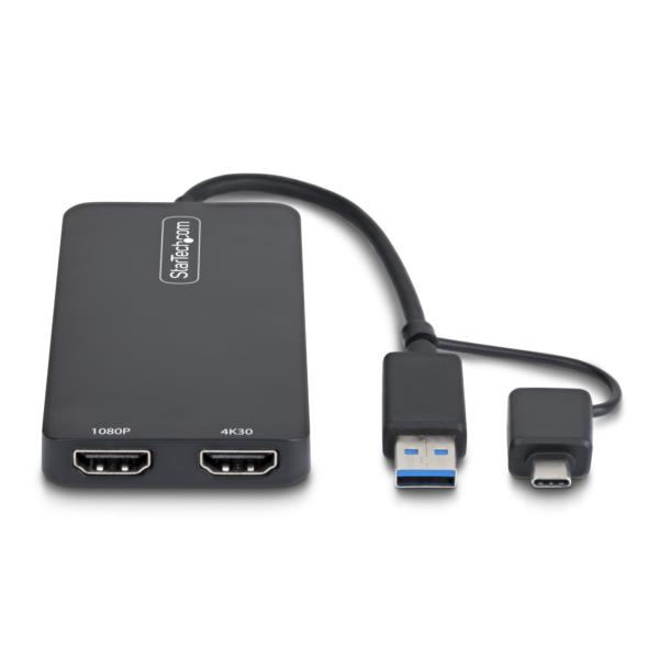 USB - HDMI変換アダプター/USB-C USB-A接続/2画面/HDMI（4K30Hz + 1080p）