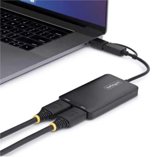 USB - HDMI変換アダプター/USB-C USB-A接続/2画面/HDMI（4K30Hz + 1080p）