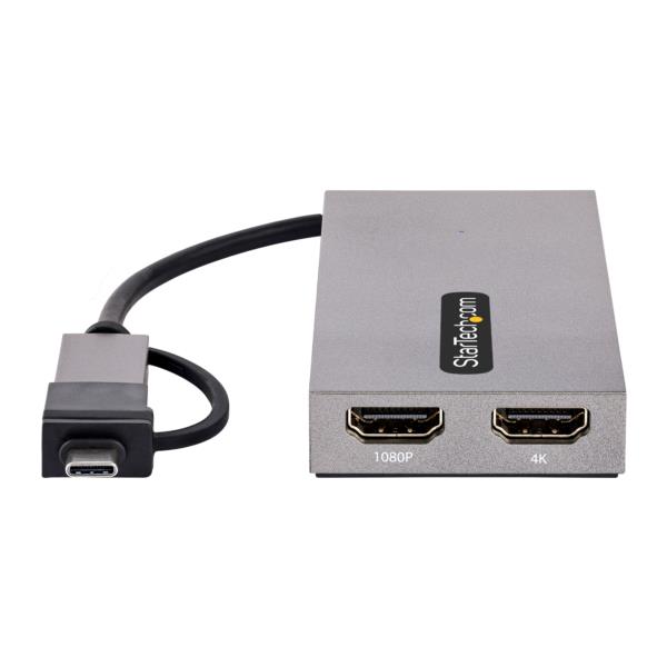 ディスプレイアダプター/USB-C&USB-A接続/デュアルディスプレイ/HDMI(1x4K30Hz、1x1080p)/11cmケーブル/Windows&macOS/HDMIグラフィックアダプター