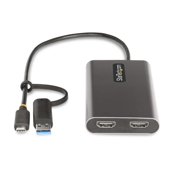 ディスプレイアダプター/USB-CまたはUSB3.0接続/デュアルモニター/4K60HzHDMI/100WUSBPDパススルー