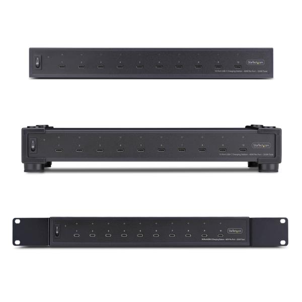 USB-C充電ステーション/10ポート/各60W 合計350W/安全保護機能/ラックマウント対応/急速充電コンセント