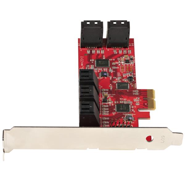 SATA10ポート増設PCIExpressインターフェースカード/6Gbps/ロープロファイル&フルサイズPCI対応/SATAスタックコネクタ/RAIDなしASM1062チップ搭載