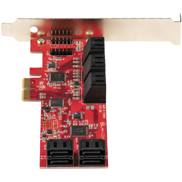 SATA10ポート増設PCIExpressインターフェースカード/6Gbps/ロープロファイル&フルサイズPCI対応/SATAスタックコネクタ/RAIDなしASM1062チップ搭載