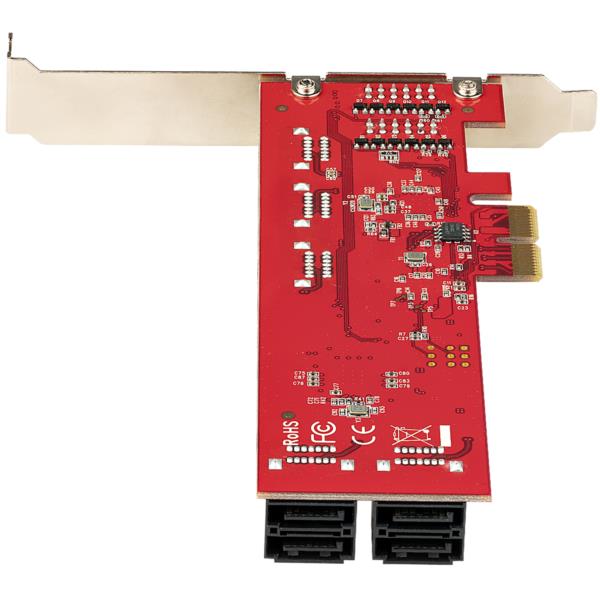 SATA10ポート増設PCIExpressインターフェースカード/6Gbps/ロープロファイル&フルサイズPCI対応/SATAスタックコネクタ/RAIDなしASM1062チップ搭載