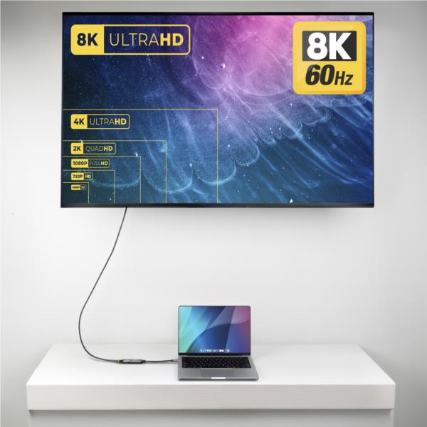 USB-C - HDMI 2.1変換アダプター/8K 60Hz/4K 120Hz/映像出力用Type-Cコンバーター