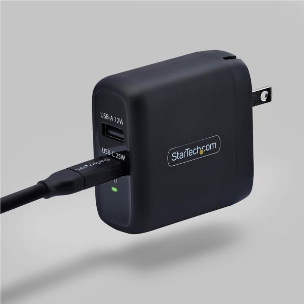 USB充電器/2ポートUSB Type-C+A/合計37W/PD対応/ブラック/急速充電 Type-C 電源アダプター