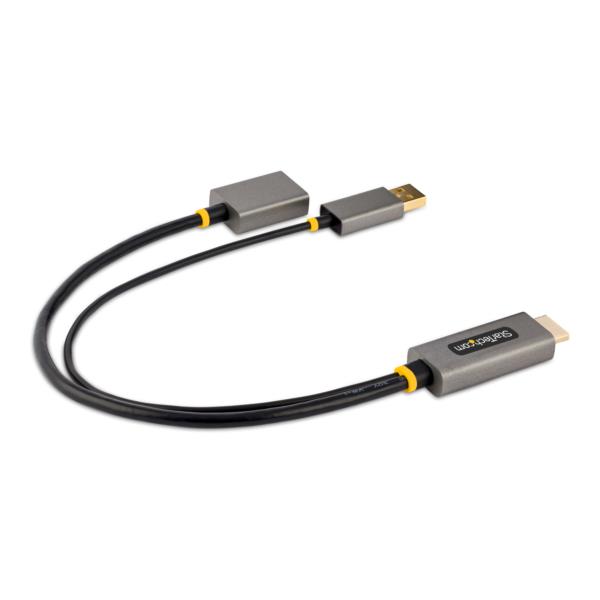 ディスプレイ変換ケーブル/HDMI2.0-DisplayPort1.2/30cm/4K60Hz/アクティブ変換/USBバスパワー/HDR対応ディスプレイアダプター/PCのHDMIソースをDPモニターに出力