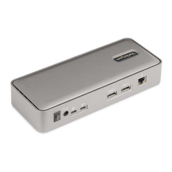 ドッキングステーション/USB-C接続/KVM機能/デュアルモニター/4K60HzDisplayPort/5xUSBハブ/ギガビットイーサネット