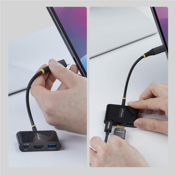 USB-Cハブ/4K60Hz HDMI 1画面出力/140W PD/1x USB-A/ブラック/マルチポートアダプター