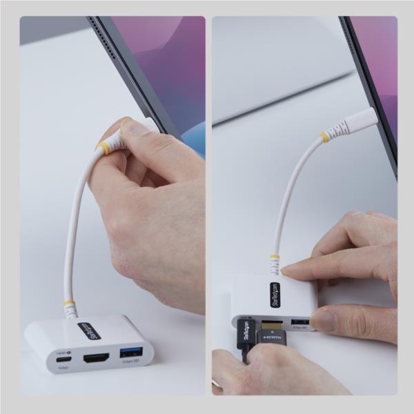 USB-Cハブ/4K60Hz HDMI 1画面出力/140W PD/1x USB-A/ホワイト/マルチポートアダプター