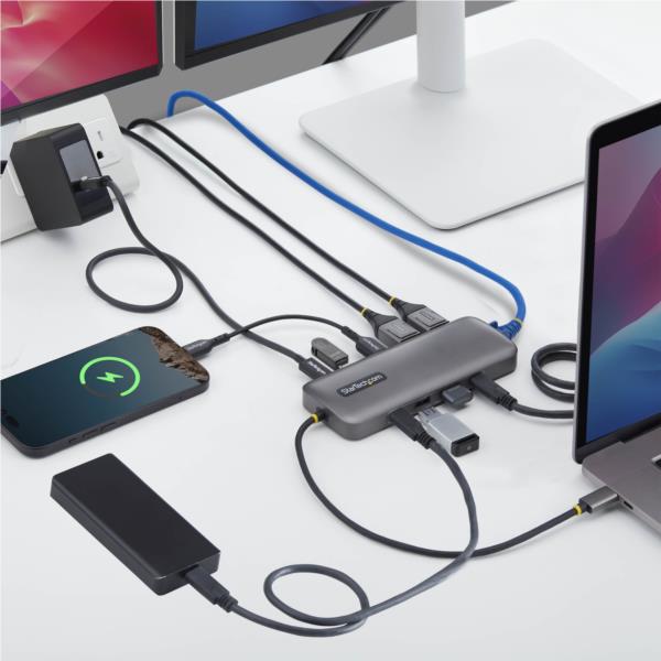 USB-Cハブ/2画面 4K DisplayPort/100W PD/LAN/10-in-1 ドッキングステーション