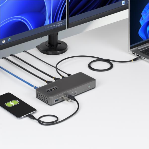 USB-Cドッキングステーション/2画面/4K60Hz DP/100W/USBハブ/LAN/Windows用