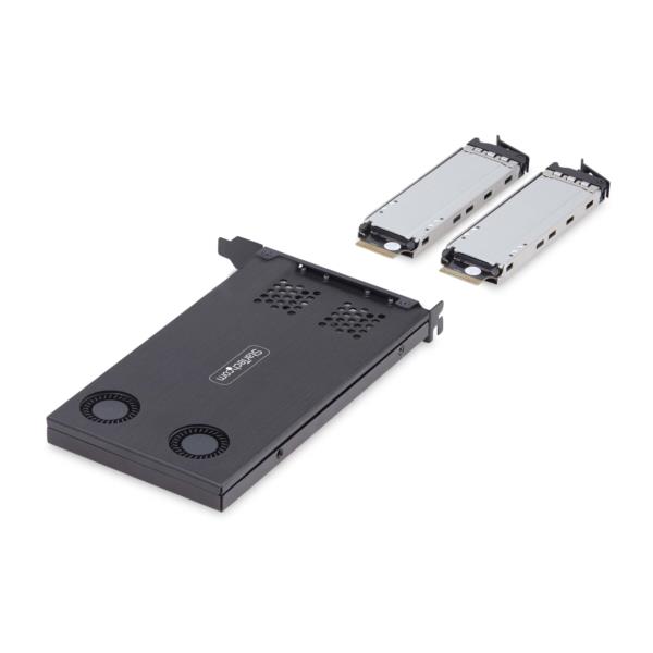 M.2 NVMe SSDモバイルラック/PCIe x8接続/デュアルベイ/ホットスワップ対応/Bifurcation対応
