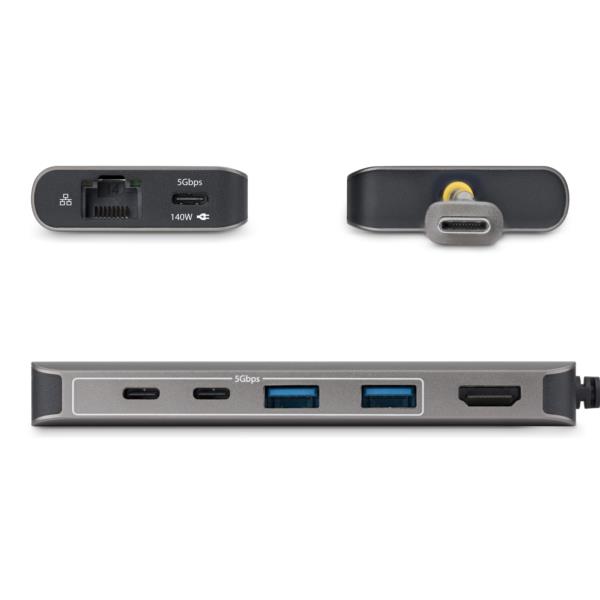 USB-Cハブ/1画面/4K60Hz HDMI/140W/2x USB-A + 3x USB-C/LAN/高機能ハブ