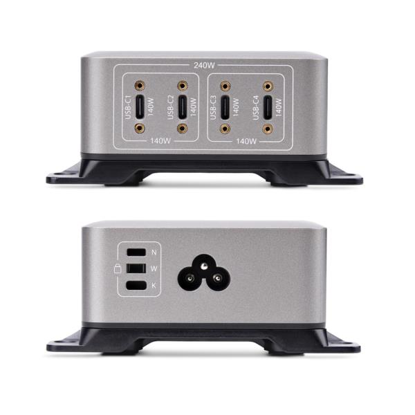 USB充電器/4ポートUSB-C/合計240W 最大各140W EPR/PD 3.1対応/ねじ固定ポート/急速充電対応