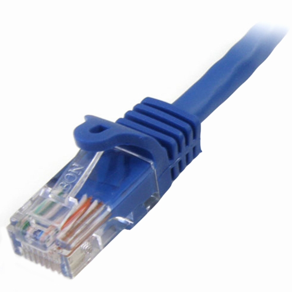 1mカテゴリー5eLANケーブルブルーRJ45コネクタ(ツメ折れ防止カバー付き)イーサネット対応Cat5eUTPケーブル