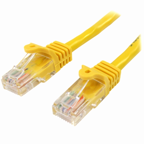 1mカテゴリー5eLANケーブルイエローRJ45コネクタ(ツメ折れ防止カバー付き)イーサネット対応Cat5eUTPケーブル