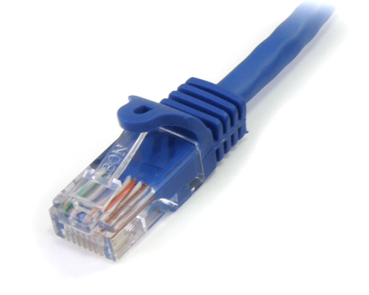 5mカテゴリー5eLANケーブルブルーRJ45コネクタ(ツメ折れ防止カバー付き)イーサネット対応Cat5eUTPケーブル
