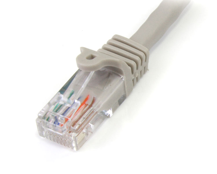 5mカテゴリー5eLANケーブルグレーRJ45コネクタ(ツメ折れ防止カバー付き)イーサネット対応Cat5eUTPケーブル