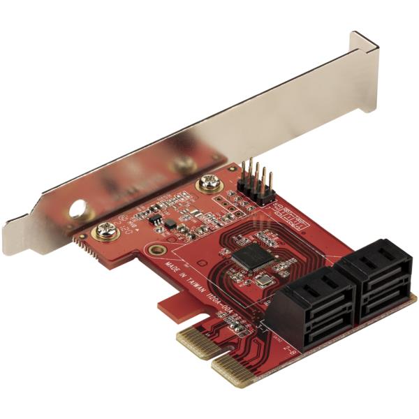 SATA4ポート増設PCIExpressインターフェースカード/6Gbps/ロープロファイル&フルサイズPCI対応/SATAスタックコネクタ/RAIDなしASM1164チップ搭載