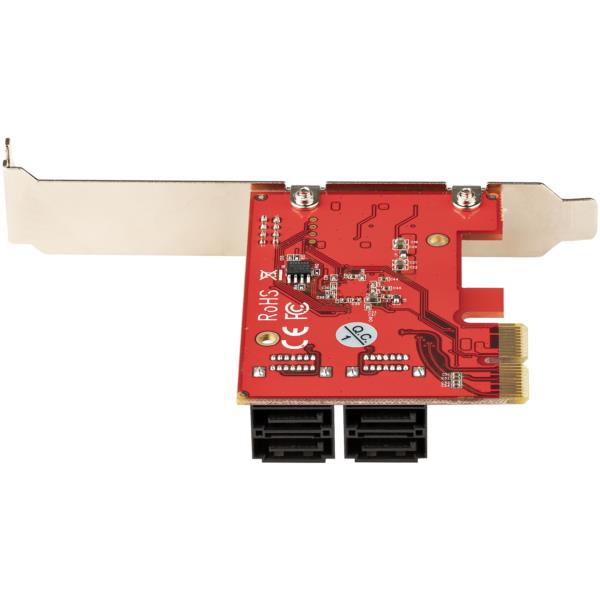 SATA4ポート増設PCIExpressインターフェースカード/6Gbps/ロープロファイル&フルサイズPCI対応/SATAスタックコネクタ/RAIDなしASM1164チップ搭載