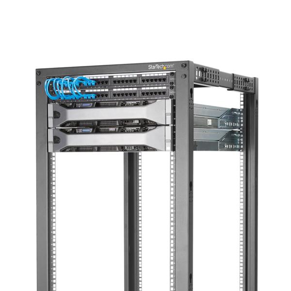 19インチサーバーラック/25U/4ポストオープンフレーム/奥行調整幅59cm-104cm/DellPowerEdgeサーバー、HPProLiantサーバー、Lenovoサーバー