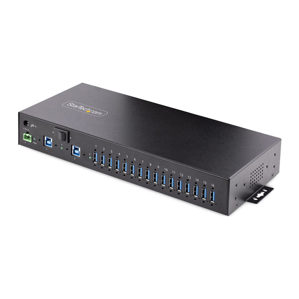 USB3.0ハブ/16ポート(16xUSB-A)/産業用メタル筐体/DIN・壁面・ラックマウント