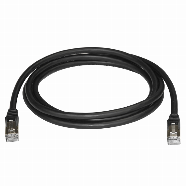 カテゴリ6A対応LANケーブル(2m/ブラック)Cat6ASTP(シールドツイストペア)ケーブルツメ折れ防止カバー付き