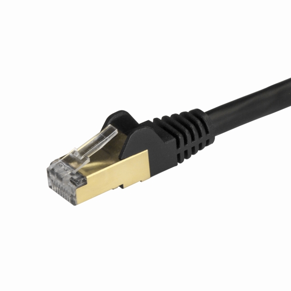 カテゴリ6A対応LANケーブル(0.5m/ブラック)Cat6ASTP(シールドツイストペア)ケーブルツメ折れ防止カバー付き