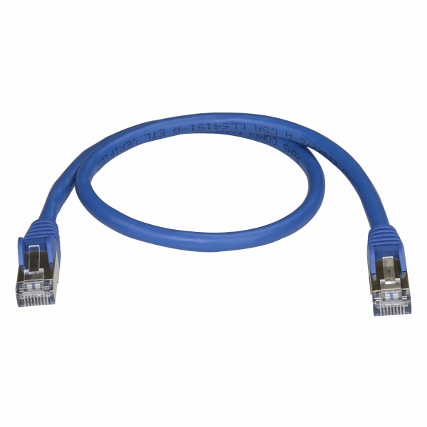 カテゴリ6A対応LANケーブル(0.5m/ブルー)Cat6ASTP(シールドツイストペア)ケーブルツメ折れ防止カバー付き