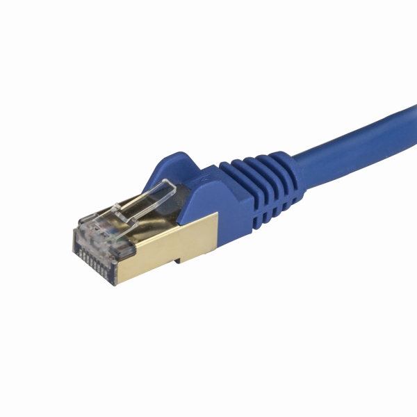 カテゴリ6A対応LANケーブル(0.5m/ブルー)Cat6ASTP(シールドツイストペア)ケーブルツメ折れ防止カバー付き