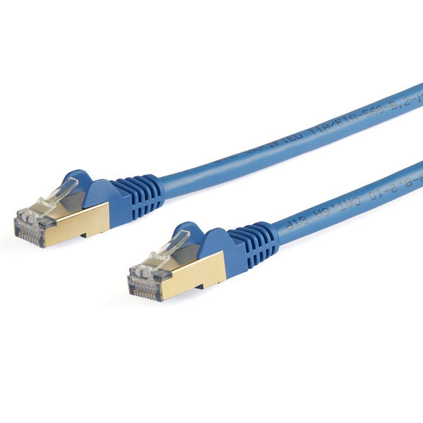 カテゴリ6aLANケーブル5mブルーツメ折れ防止RJ45コネクタCAT6aイーサネットケーブル