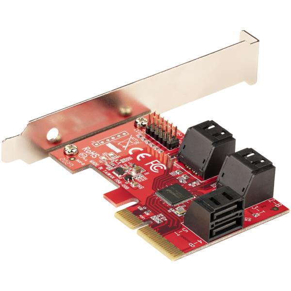 SATA6ポート増設PCIExpressインターフェースカード/PCI-SATA変換/6GbpsSATAコントローラ/ASM1166チップ搭載ソフトウエアRAID/ロープロファイルブラケット付属