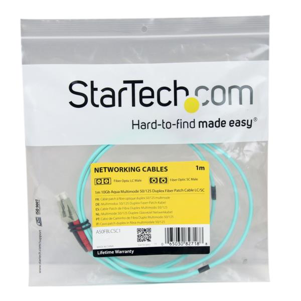 光ファイバーケーブル/LC-SC/1m/UPCコネクター/OM3マルチモード/50/125μm/2芯/全二重(フルデュプレックス)/100Gb