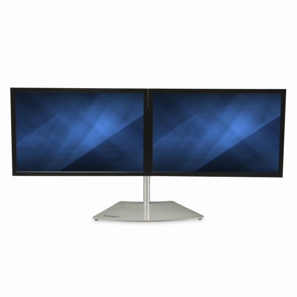 横型2面液晶モニタースタンドシルバー24インチVESAマウントディスプレイ対応