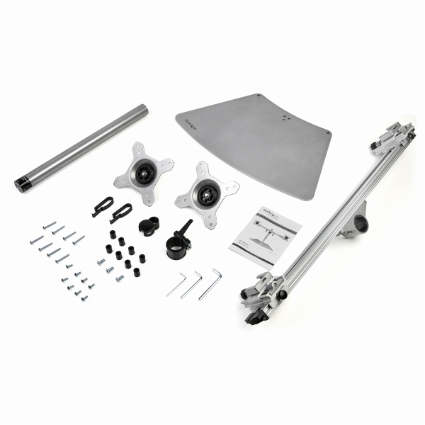 横型2面液晶モニタースタンドシルバー24インチVESAマウントディスプレイ対応