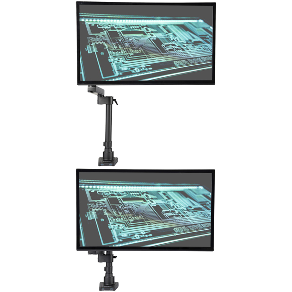 ポールマウント型液晶モニターアームクランプ式/グロメット式VESA規格34インチディスプレイ対応2ポートUSBハブ搭載ケーブル収納可能