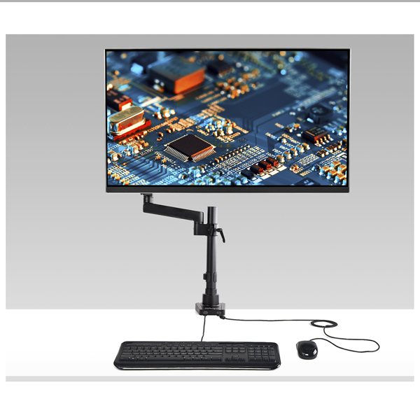 ポールマウント型液晶モニターアームクランプ式/グロメット式VESA規格34インチディスプレイ対応2ポートUSBハブ搭載ケーブル収納可能
