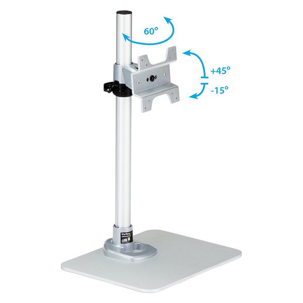 シングル液晶モニタースタンド角度と高さの調整に対応12~34インチVESA規格モニタ対応プレミアムスチール製シルバー