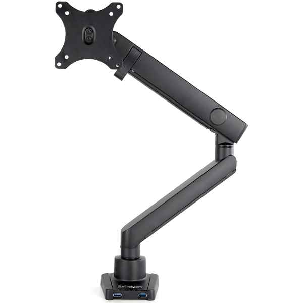 液晶モニターアームクランプ式/グロメット式VESA規格34インチディスプレイ対応2ポートUSBハブ搭載ケーブル収納可能