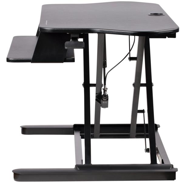 昇降コーナーデスク/キーボードトレイ付きL字型スタンディングデスク/大型作業面(908x530mm)/PCデスクコンバーター/デュアルモニタ対応