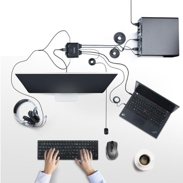 KVMスイッチ/2ポート/シングルモニター/4K60HzDisplayPort/ハイブリッド接続(USB-A/DisplayPort&USB-CDPAltモード)