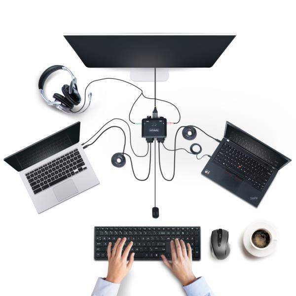 KVMスイッチ/2ポート/シングルモニター/4K60HzDisplayPort/USB-C接続(DPAltモード)