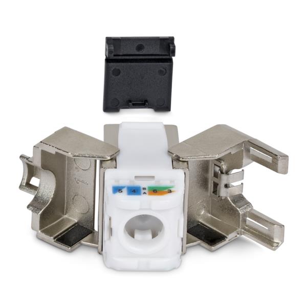 RJ45キーストーンジャック/CAT6A対応/10個入/STPシールド/180度配線/工具不要/LAN配線用